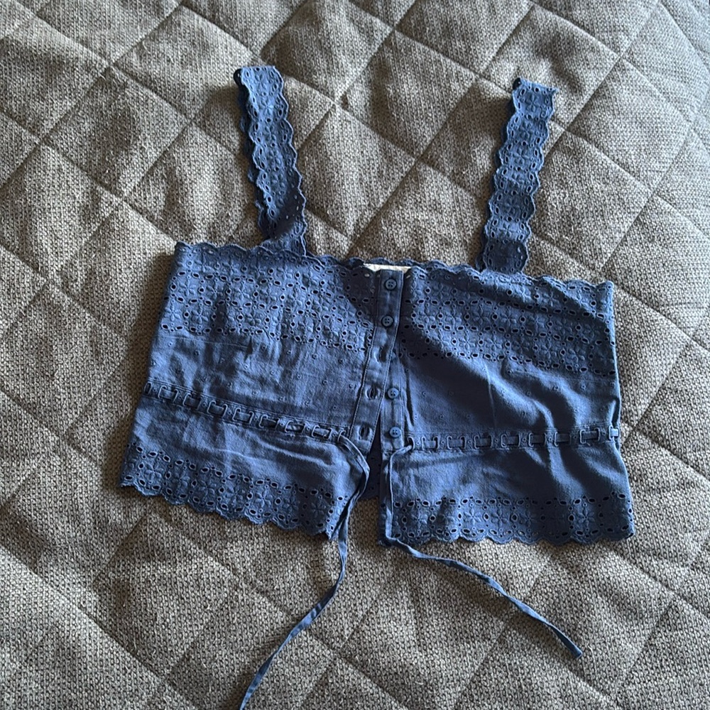 Sezane Nouri Top Mineral Blue - Size 2 (34)